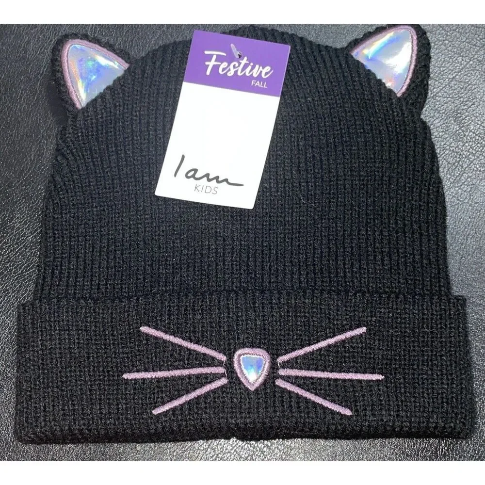 NEW✨Kids Cat Ears Embroidered Whiskers Warm‎ Winter Hat Cap
